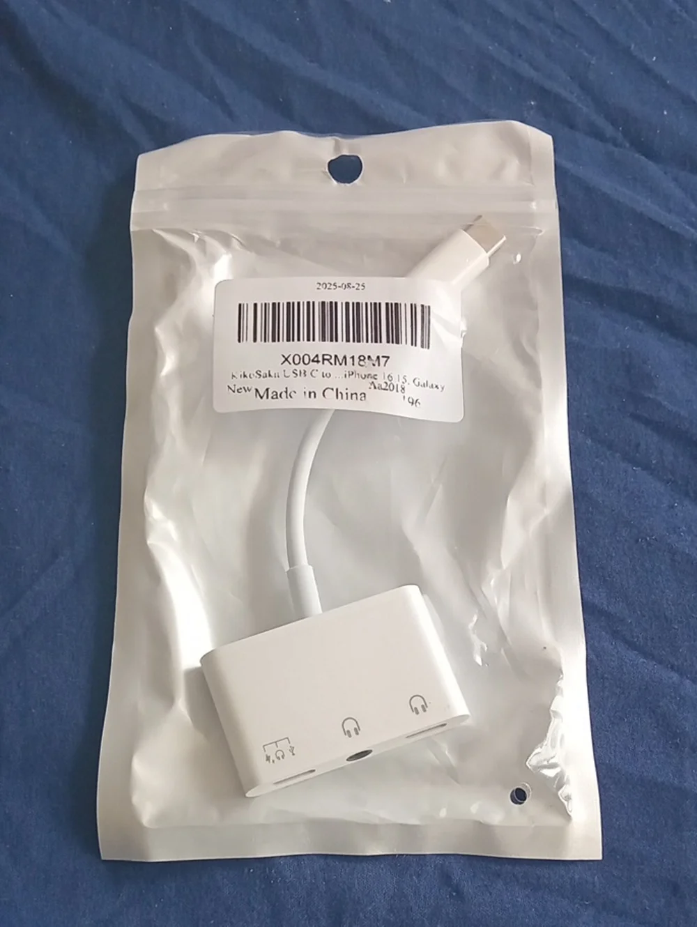 White USB-C to Dual Audio Adapter